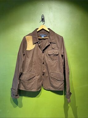 Vintage Ralph Lauren Sport Women’s Brown Field Jacket with Shoulder Patch